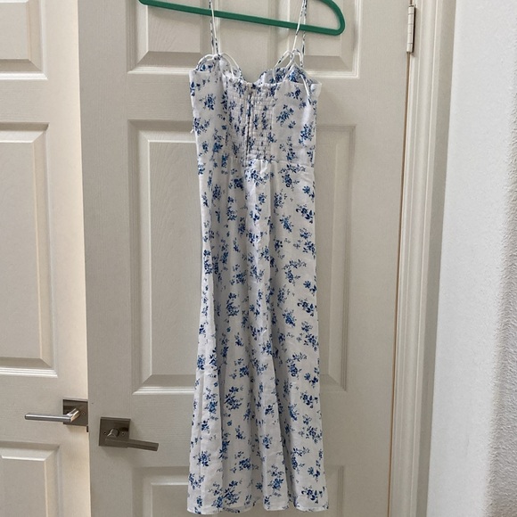 Reformation Blue Floral Linen Dress 0 - Picture 2 of 4